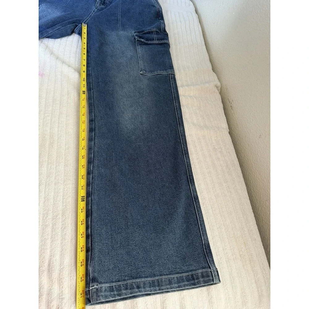 True Religion Mens Cargo Jeans Medium‎ Wash Wide Leg Denim Size 30